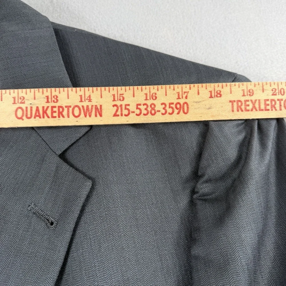 Hart Schaffner Marx 42L Gray Herringbone Wool Blazer Sport Coat 2 Button Woolmar - Picture 10 of 14